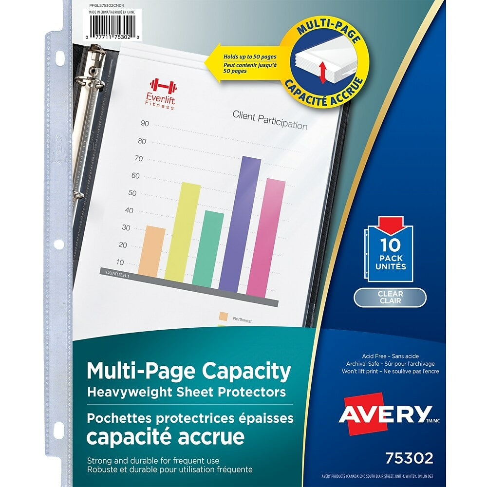 Protège-feuilles multipages Avery 75302 - Transparent - Paquet de 10