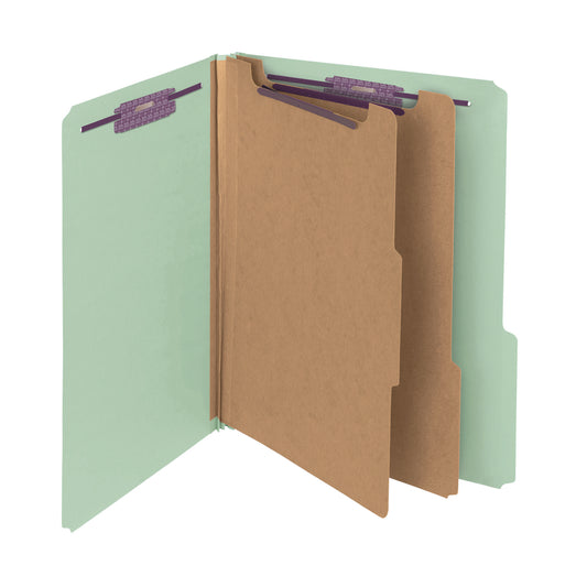 Chemises de classement Smead - 25 pt - 2 intercalaires, extension 2 po - Format lettre - Gris/vert