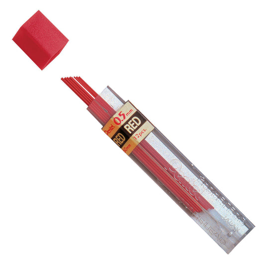 Recharges de mines pour crayon mécanique Pentel – HB – 0,5 mm – Rouge