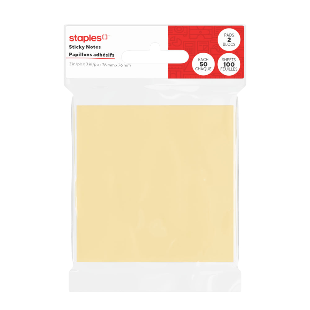 Notes autocollantes - Jaune - Lot de 2