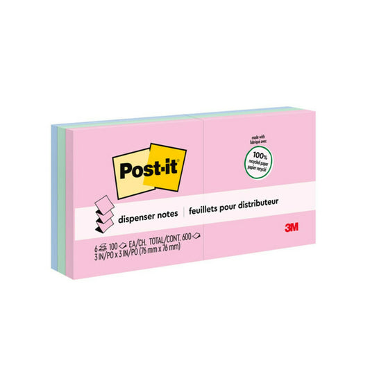 Notes distributrices pop-up Post-it Greener – Collection Sweet Sprinkles – 3" x 3" – Paquet de 6