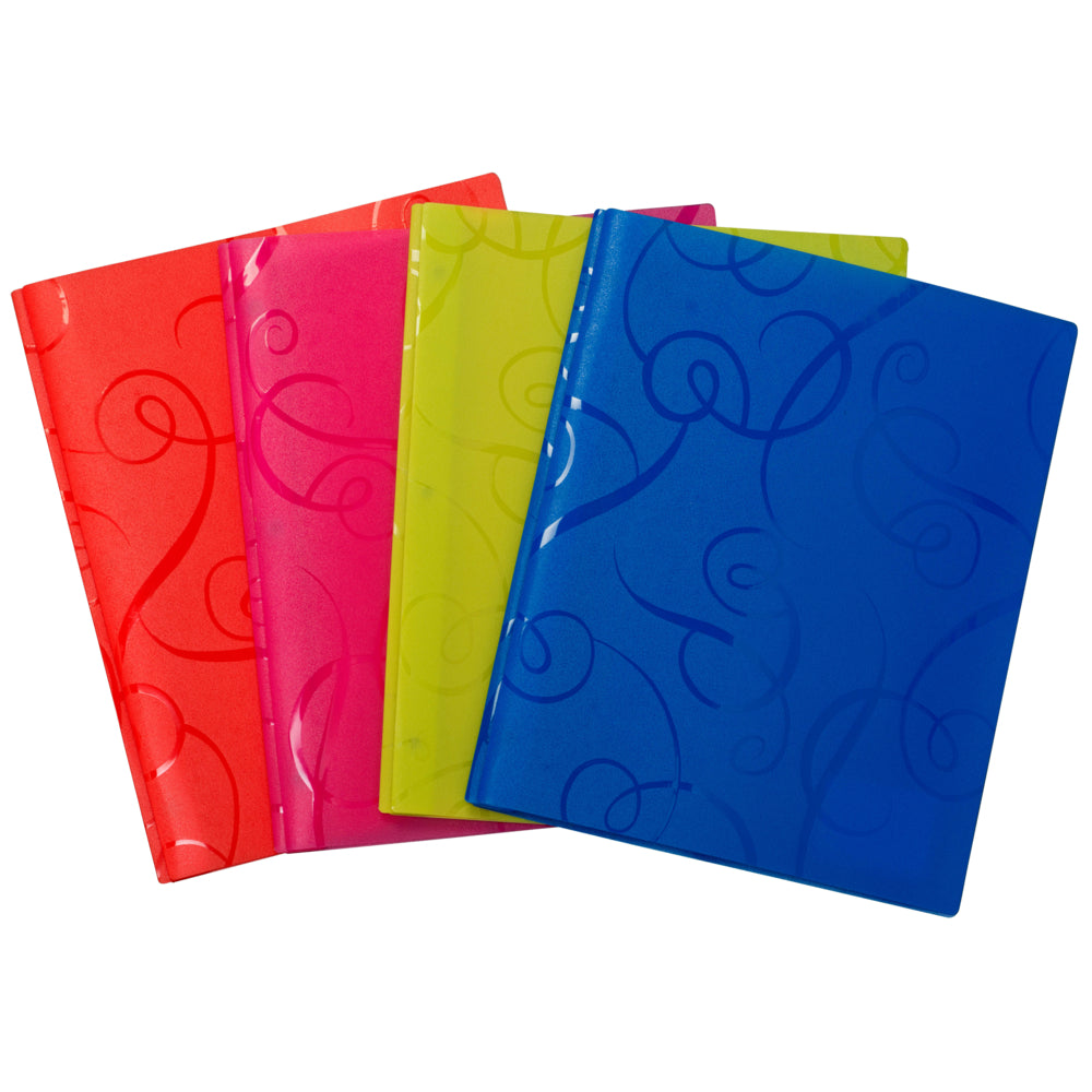 Filemode Swirl Presentation Folder With 3 Prong Metal Fasteners - 4 Pack