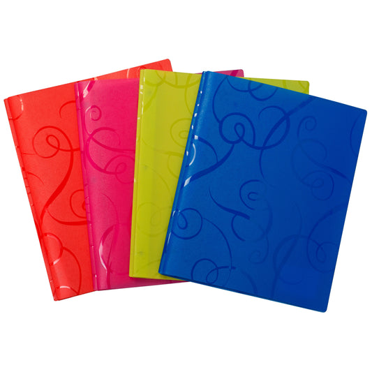 Filemode Swirl Presentation Folder With 3 Prong Metal Fasteners - 4 Pack