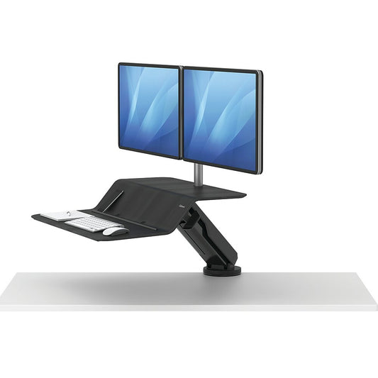 Fellowes Lotus RT 29"W Sit to Stand Desk - Dual Monitor - Black