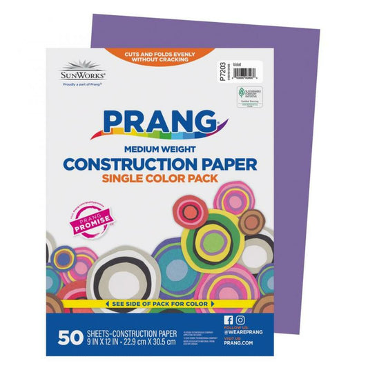 Papier de construction Prang, violet, 9" x 12", 50 feuilles/paquet.