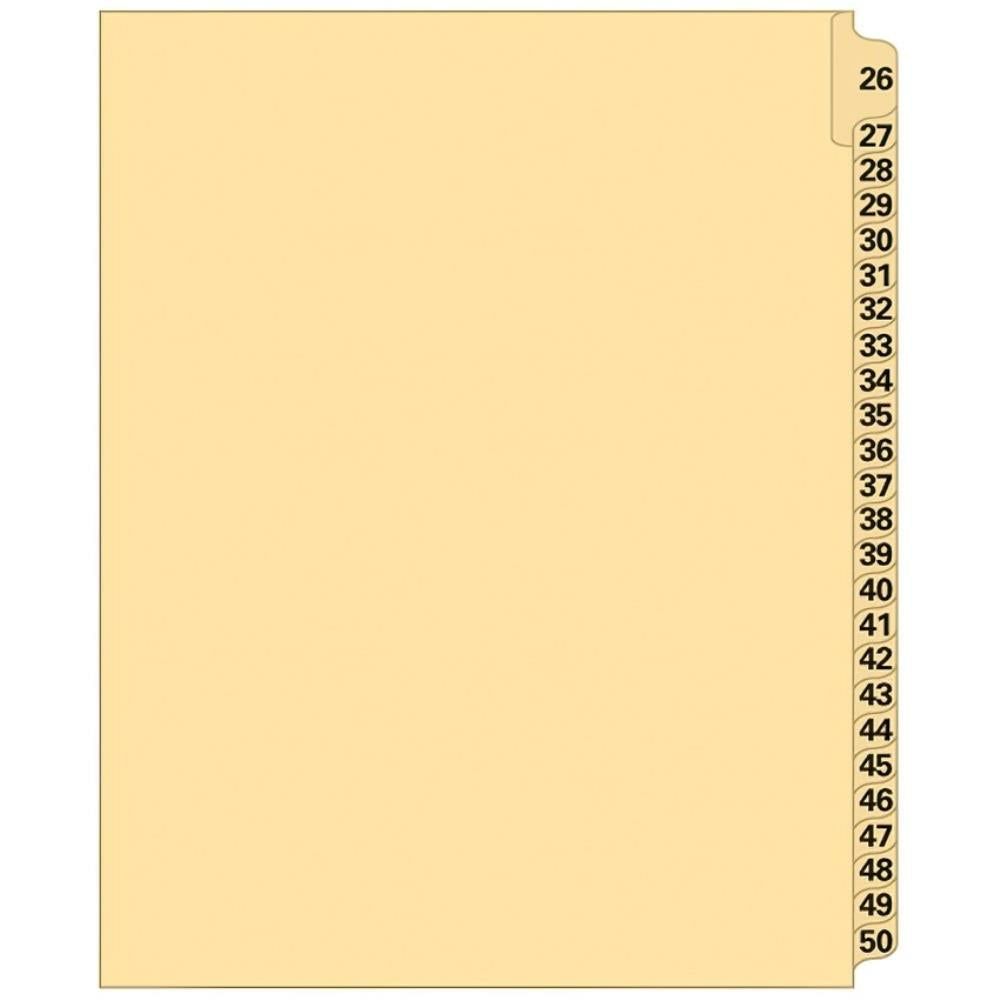 Supreme Litigation Tabs 25th Cut Numeric Set 11" Buff #26-50