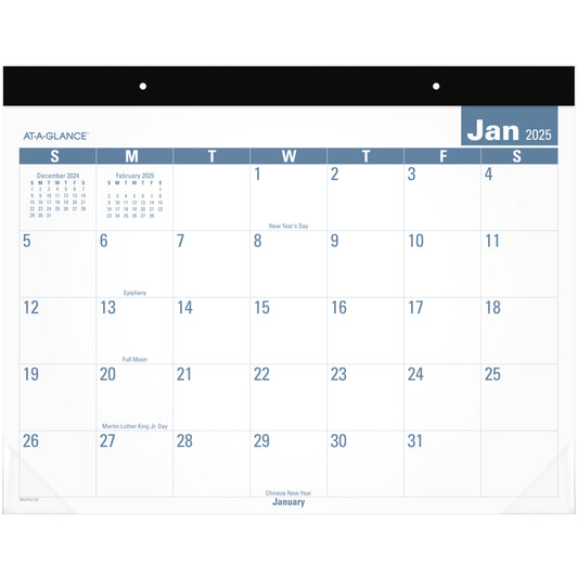 AT-A-GLANCE 2025 Easy To Read Monthly Desk Pad - 17" H x 21-3/4" W - English