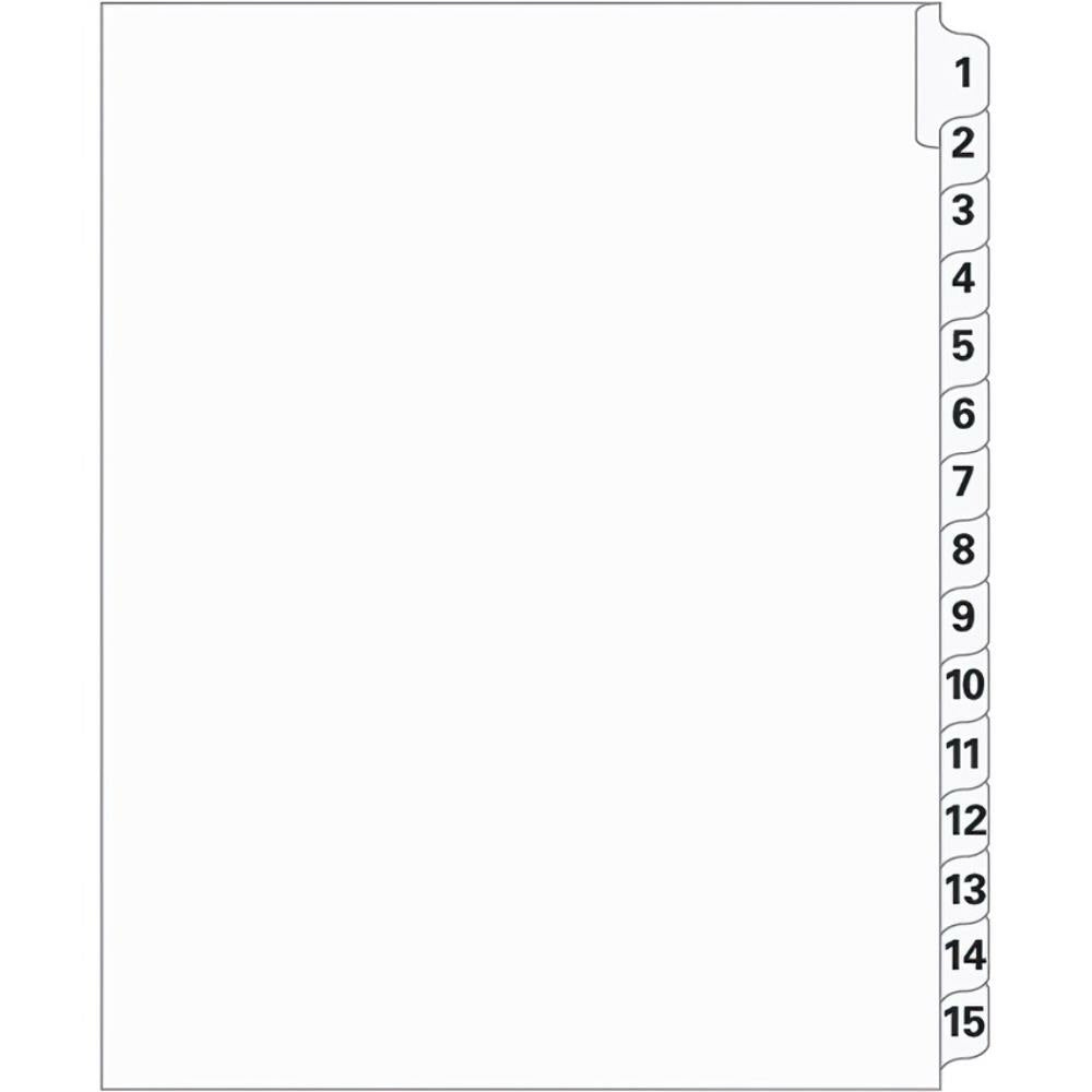 Supreme Litigation Tabs 15th Cut Numeric Set 11" White #1-15