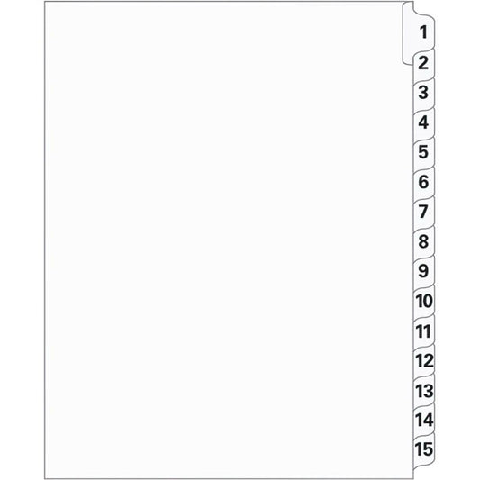 Supreme Litigation Tabs 15th Cut Numeric Set 11" White #1-15
