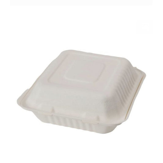 Eco-Packaging Compostable Sugarcane Clamshell Container - 200 Pack