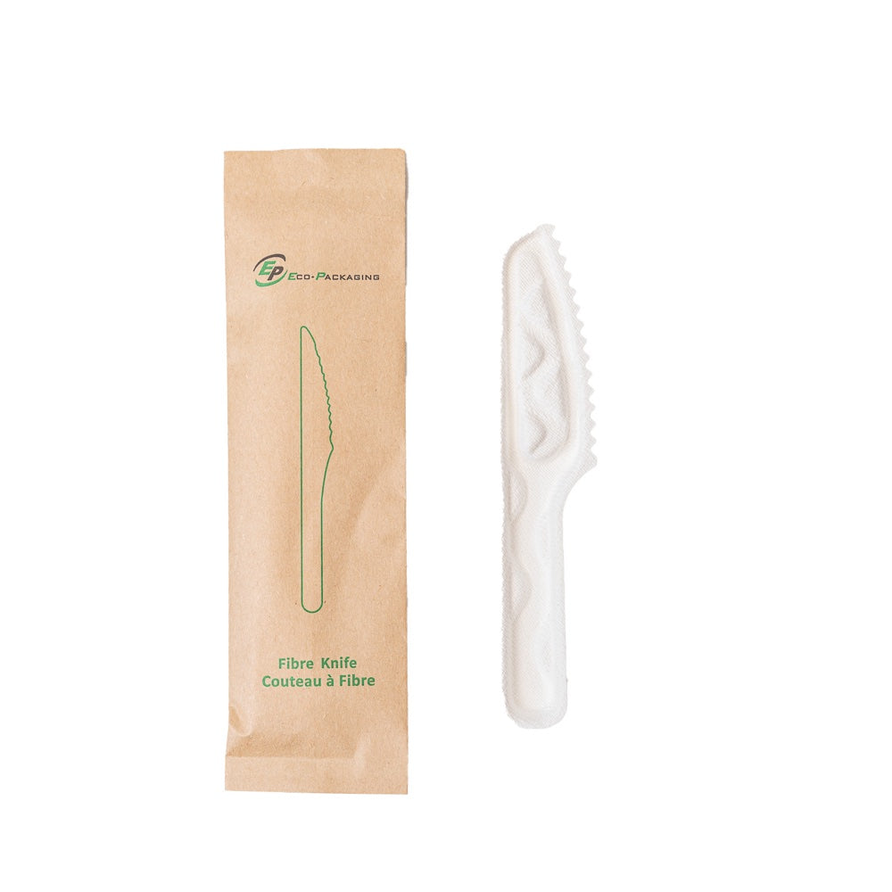 Eco-Packaging Wrapped Sugarcane Fibre Knife - 5.5" - 500 Pack