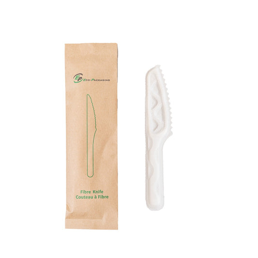 Eco-Packaging Wrapped Sugarcane Fibre Knife - 5.5" - 500 Pack