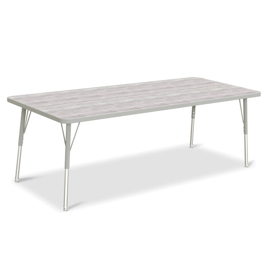 Jonti-Craft Berries Rectangle Activity Table - 30" x 72" - 24-31"H - Driftwood Grey/Grey