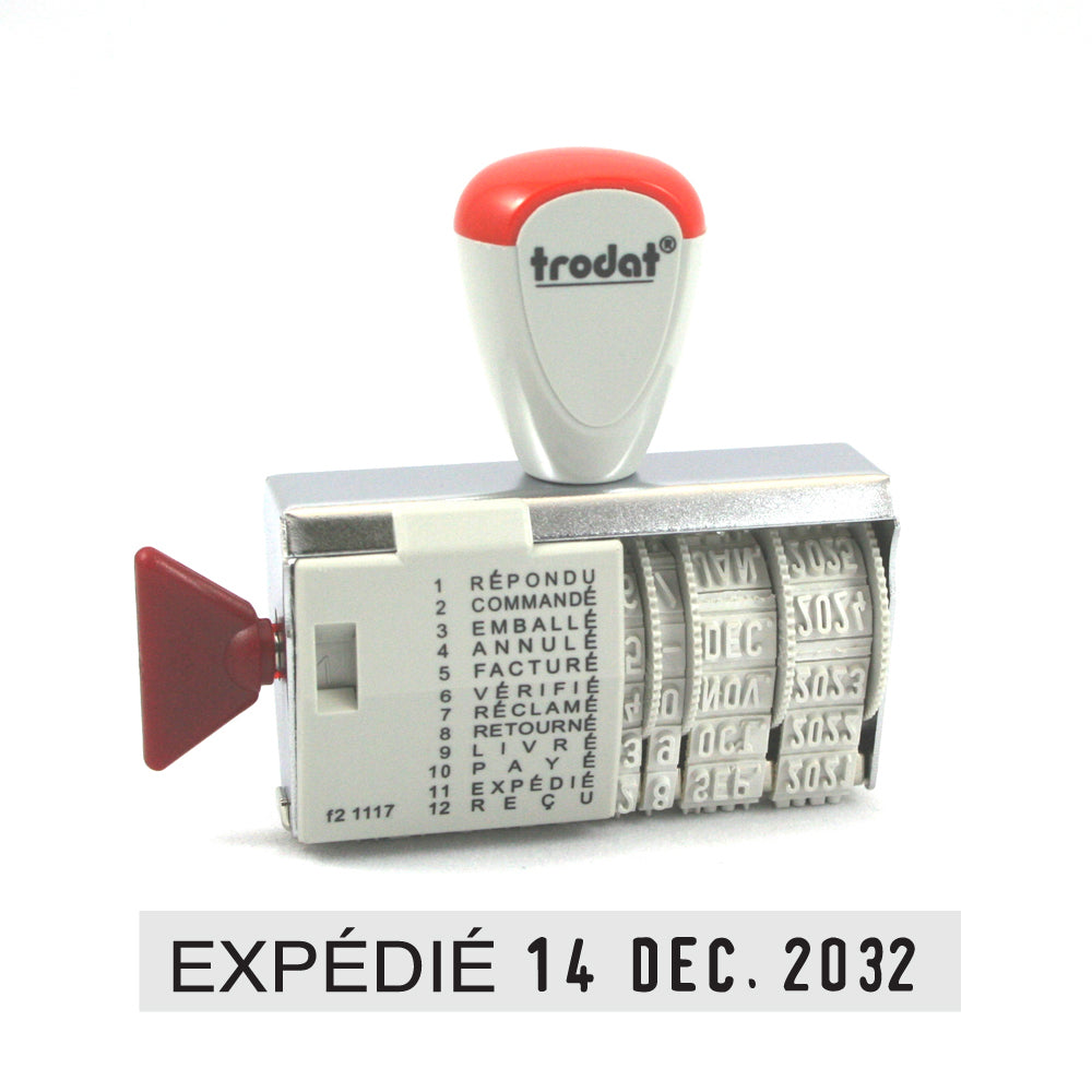 Trodat 1117 Phrase Dater Stamp - 4 mm - French