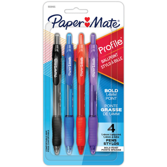 Paper Mate Profile Ballpoint Pen - Retractable - 1.4 mm - Assorted