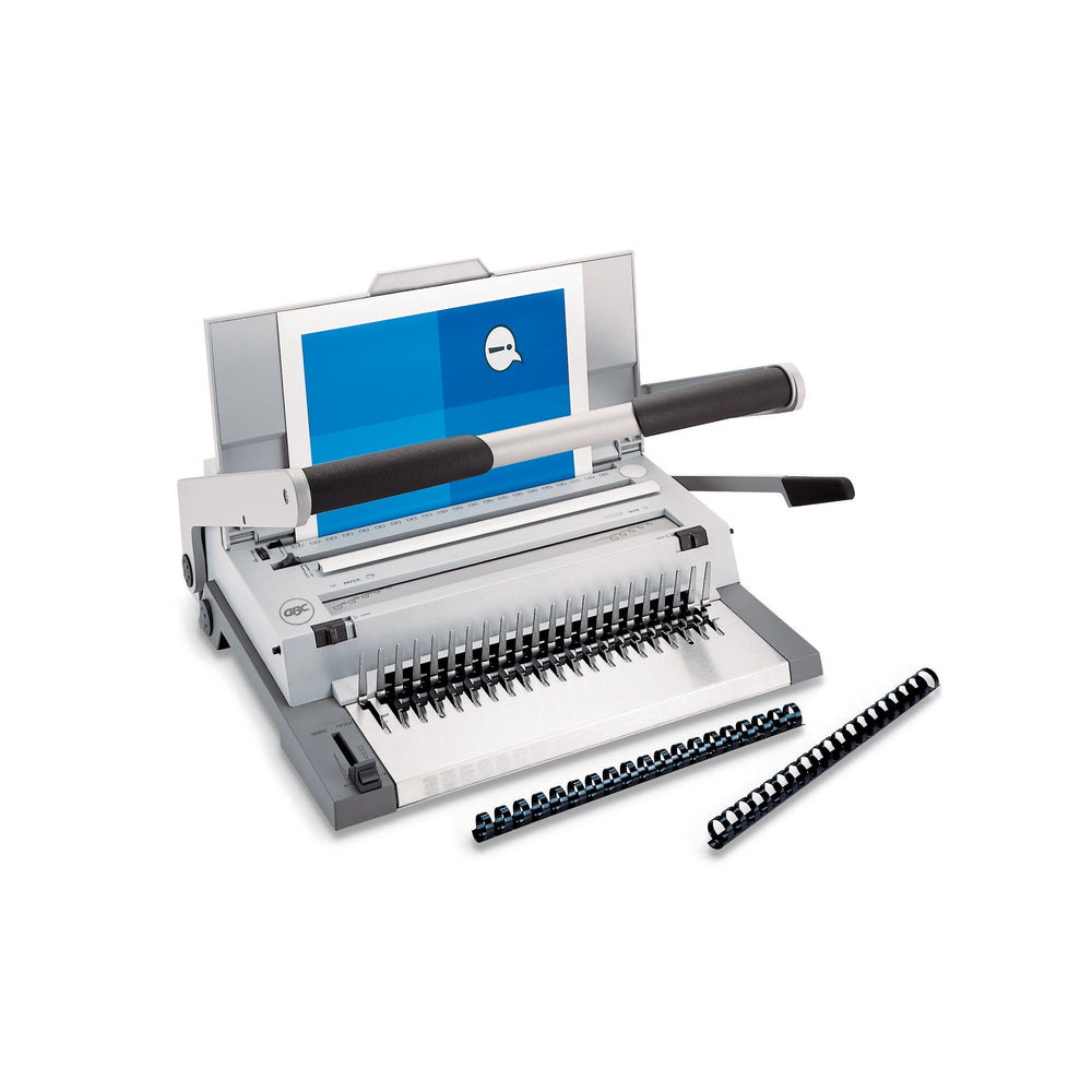 GBC CombBind C500 Comb and Wire Binding System -500 Sheets CombBind - 125 Sheets WireBind - 11" Punch Length - Grey/White