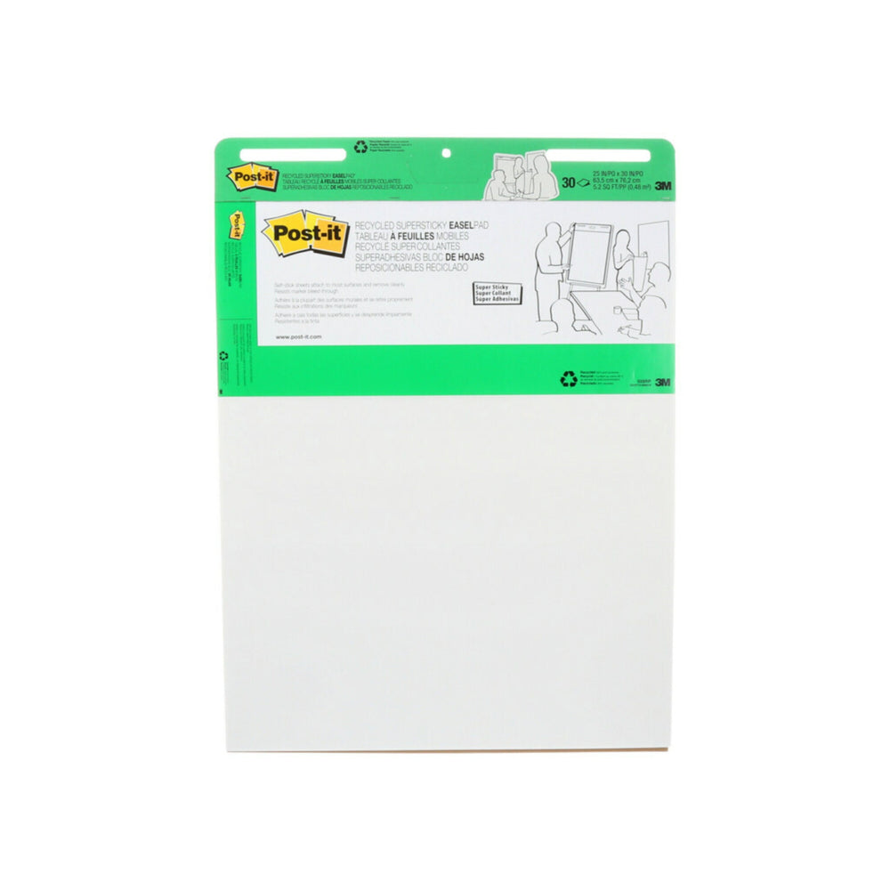 Bloc-notes autocollant Post-it recyclé, 63,5 x 76,2 cm, blanc, 30 feuilles