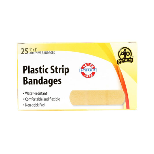 Pansements en plastique Wasip - Grand - 2,5 cm l x 7,5 cm L - Paquet de 25