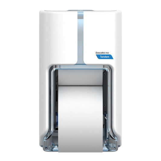 Cascades PRO Tandem Top Bottom High Capacity Toilet Paper Dispenser - White