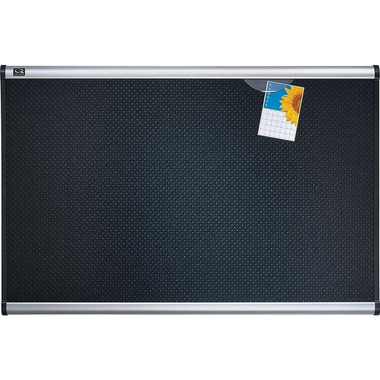Tableau d'affichage Quartet Prestige en mousse noire gaufrée, cadre en aluminium, 48" x 36"