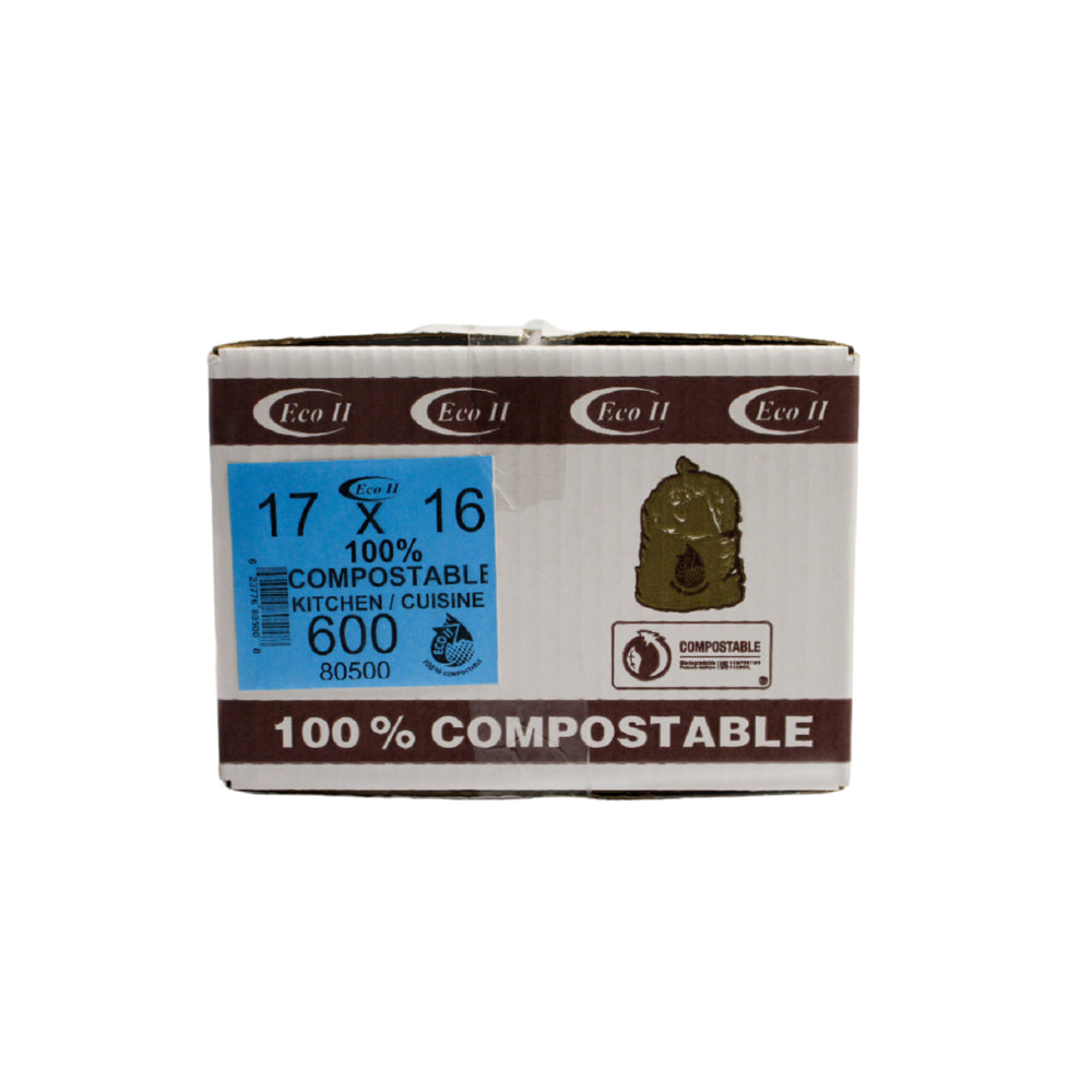 Sacs industriels 100 % compostables ECO II - 17" x 16" - Givrés - Paquet de 600