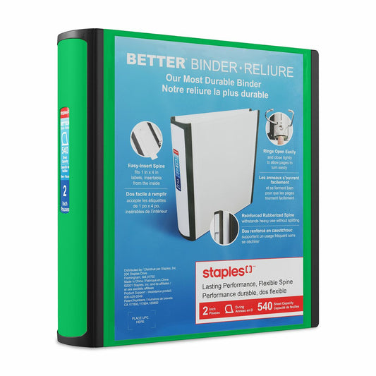 Classeur Staples Better Binder - 2" - Vert