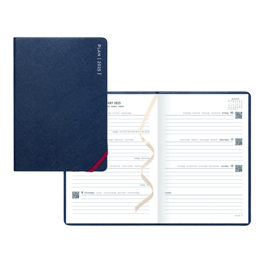 Letts 2025 Serene Week to View Planner - 8 1/4'' x 5 7/8'' - Midnight - Multilingual