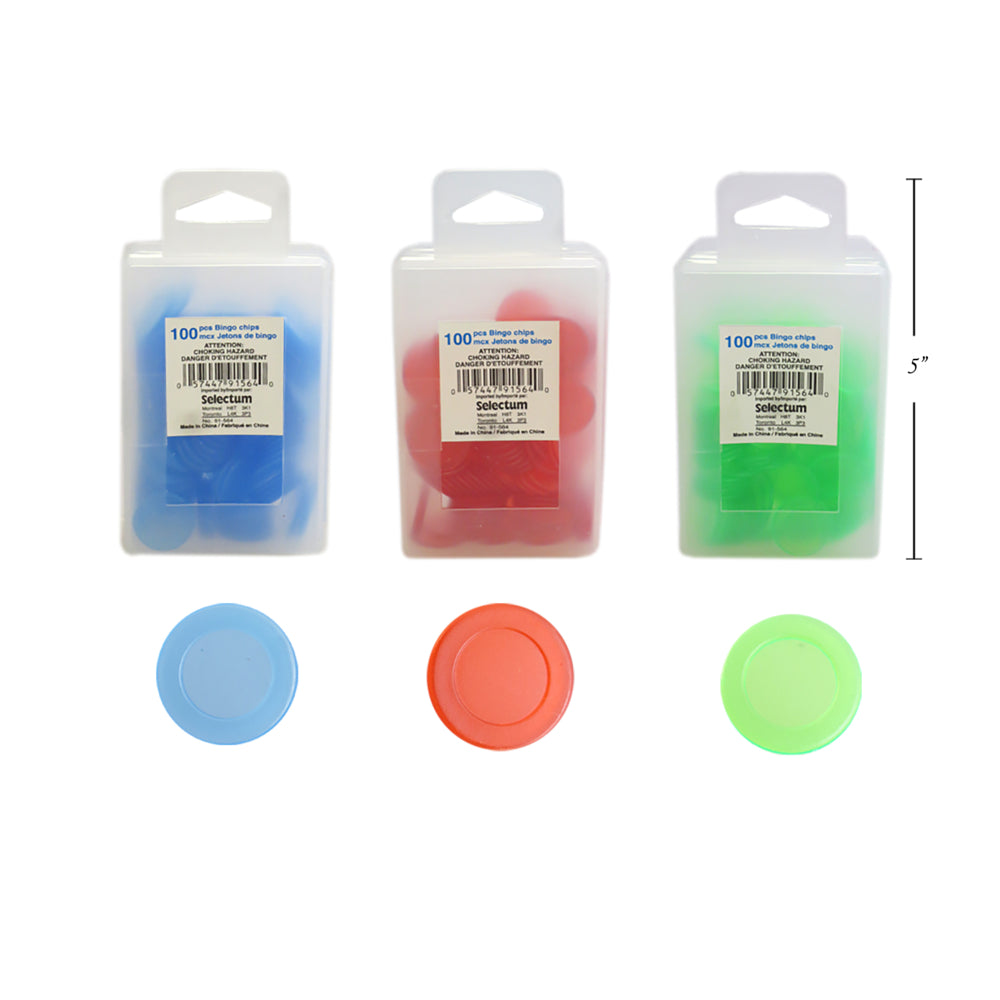 Jetons de bingo Selectum - 17 mm - 3 couleurs assorties - 100 jetons