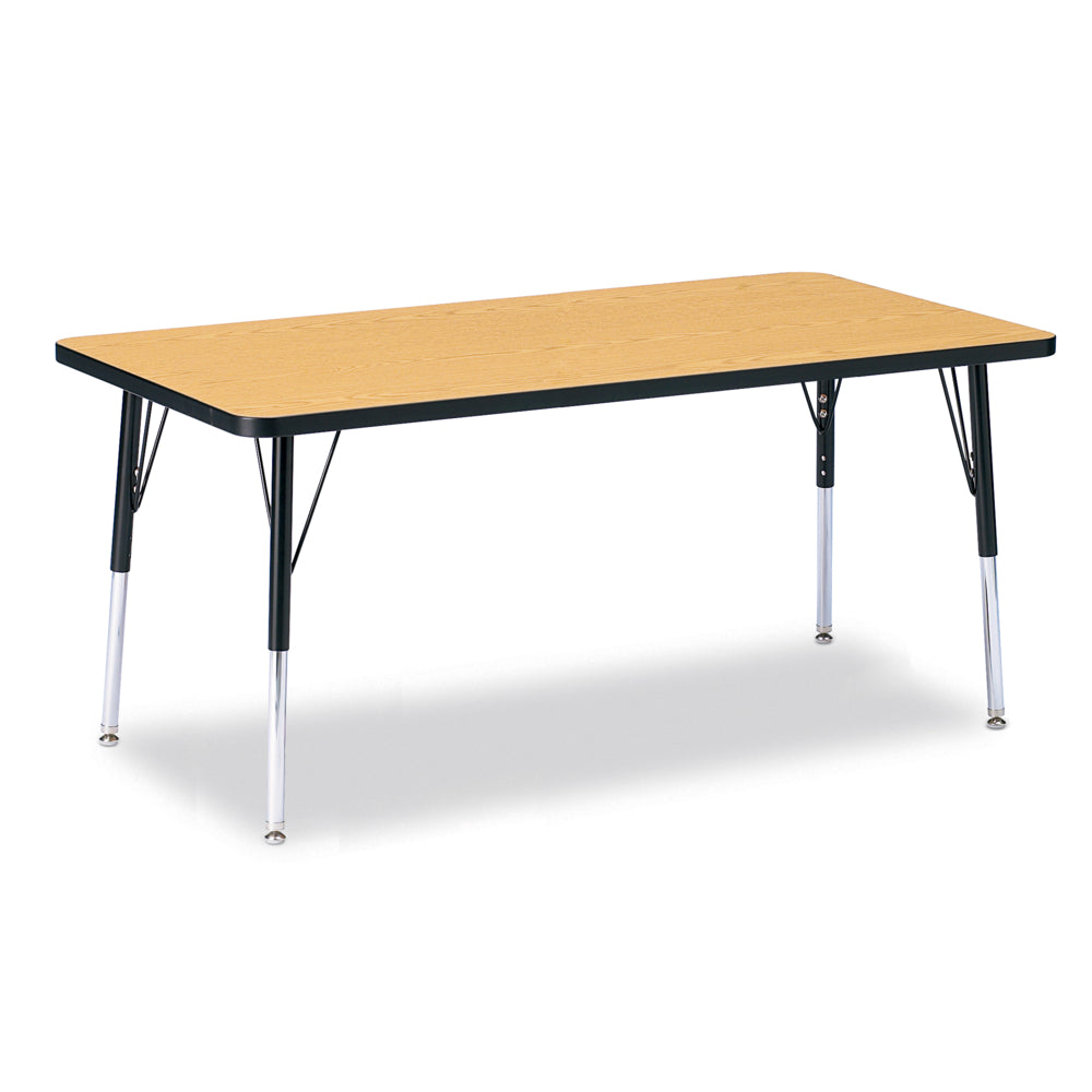 Jonti-Craft Berries Rectangle Activity Table - 30" x 60" - 24-31"H - Oak/Black