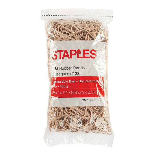 Élastiques économiques Staples - Taille n° 33 - Beige - 1 lb