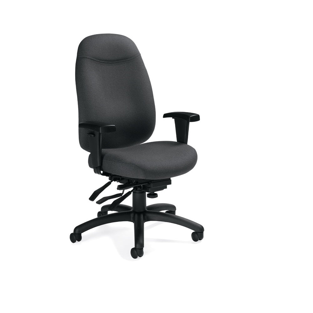 Fauteuil multi-bascules à dossier haut Global Granada Deluxe, tissu, gris, 66 cm (l) x 69 cm (P) x 114 cm (H).