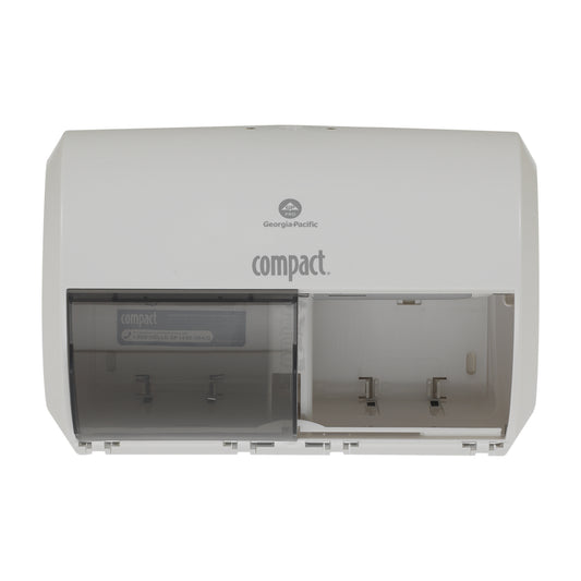 Compact 2-Roll Side-by-Side High-Capacity Coreless Toilet Paper Dispenser - White