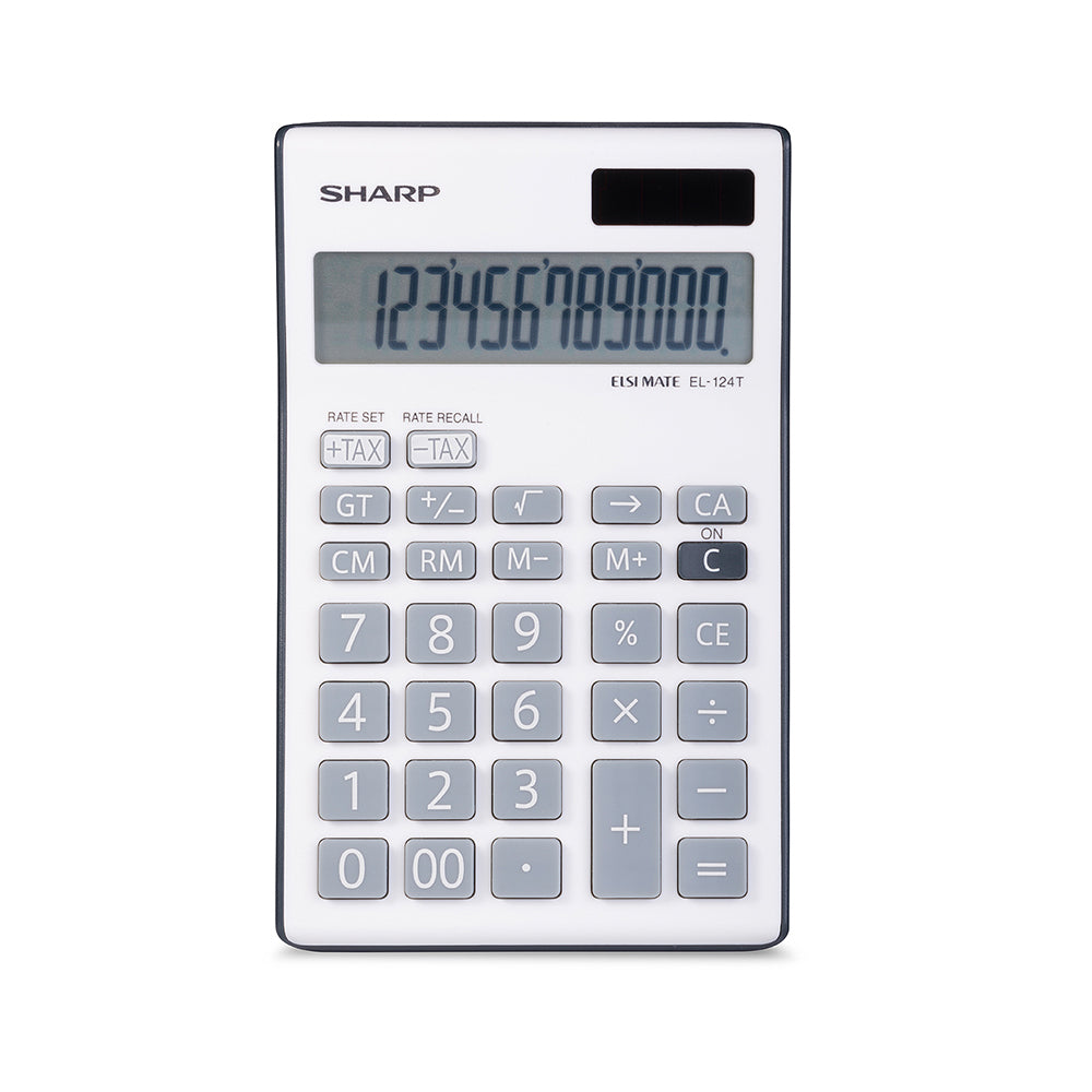 Calculatrice de bureau Sharp Twin Power à écran LCD incliné 12 chiffres - Gris