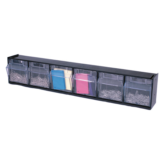 Bacs basculants emboîtables Deflecto - 6 compartiments - Noir/Transparent (20604OP)