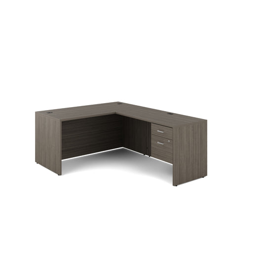 Offices to Go Newland L-Shaped Workstation - 2 Drawer - 60" x 78" - Grey