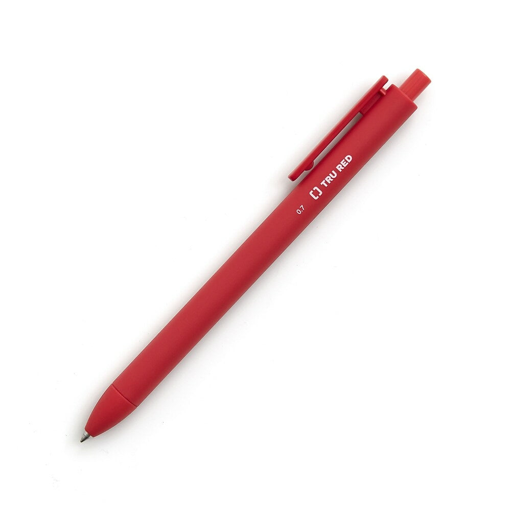 Stylos gel rétractables à séchage rapide TRU RED - Pointe moyenne - 0,7 mm - Rouge - Lot de 5