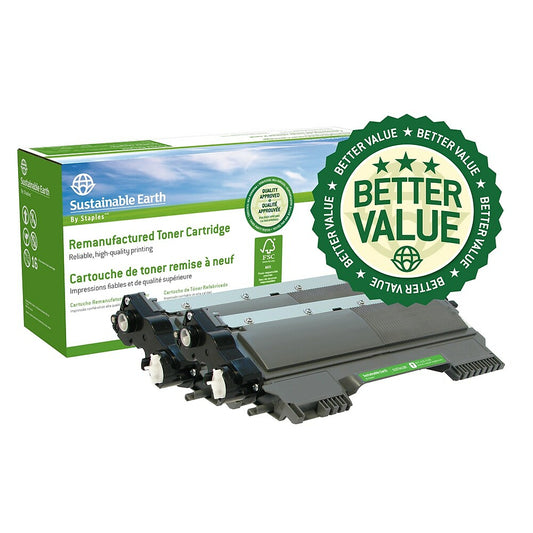 Cartouche de toner laser reconditionnée Brother TN420 Sustainable Earth by Staples - Rendement standard - Noir - Lot de 3