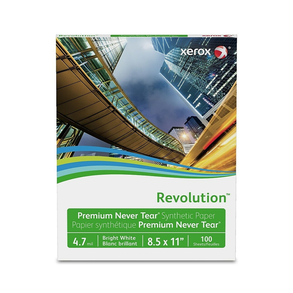 Xerox Revolution NeverTear Paper, 5 mil,  8.5" x 11", White, 100 Pack (3R20172)