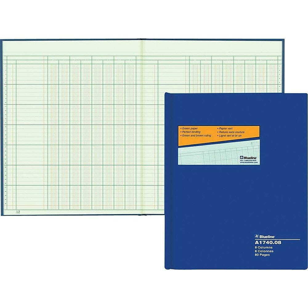 Cahier à colonnes Blueline A1740, A1740-08, 8 colonnes
