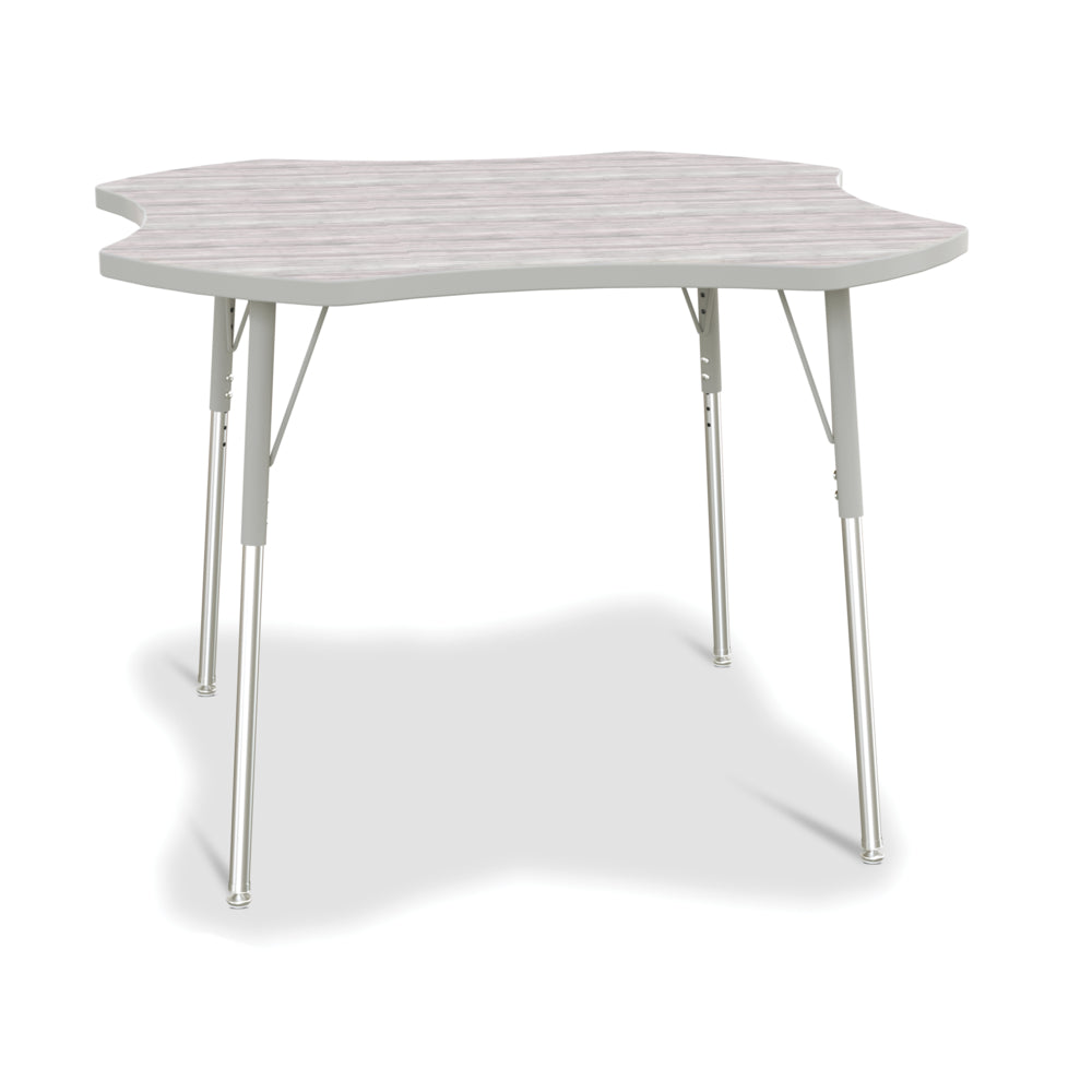 Jonti-Craft Berries Four Leaf Activity Table - 24-31"H - Driftwood Grey/Grey
