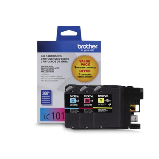 Cartouches d'encre couleur Brother LC101 (cyan, magenta, jaune), lot de 3 (LC1013PKS)
