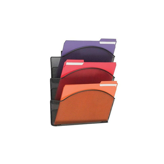 Safco Onyx Triple Letter-Size Mesh Wall Pocket, Black