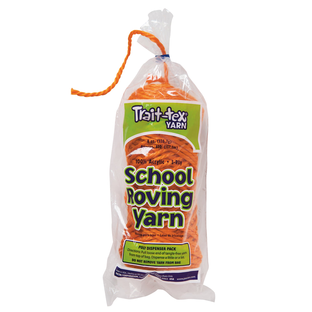 Écheveau de fil à tricoter Pacon Trait-tex 3 brins pour l'école, orange, 227 g, 137,16 m
