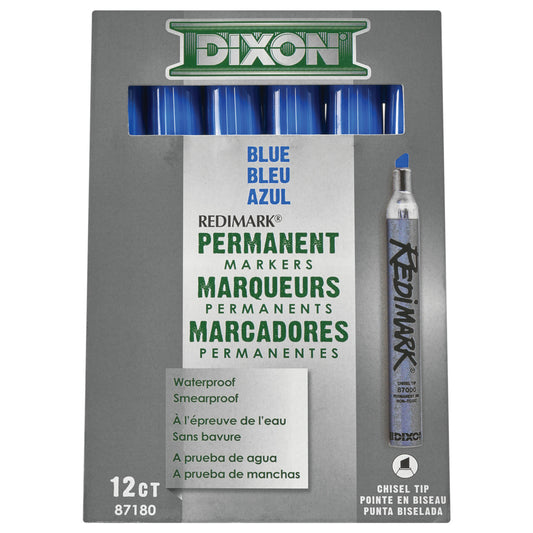 Dixon Industrial Permanent Markers - Blue - 12 Pack