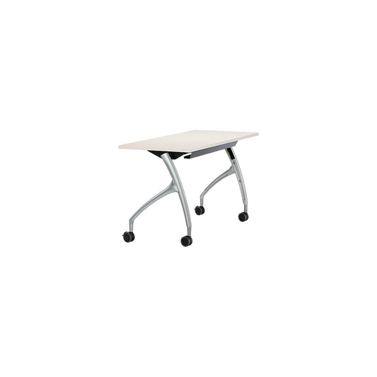 Global 2Gether 60" x 24" Flip-Top Rectangular Table - White Chocolate