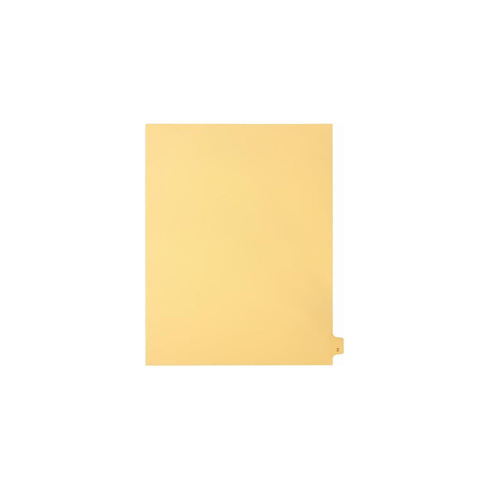 Onglets Sterling Alpha Singles, lettre Z, chamois, format lettre, coupe 1/26e, paquet de 25