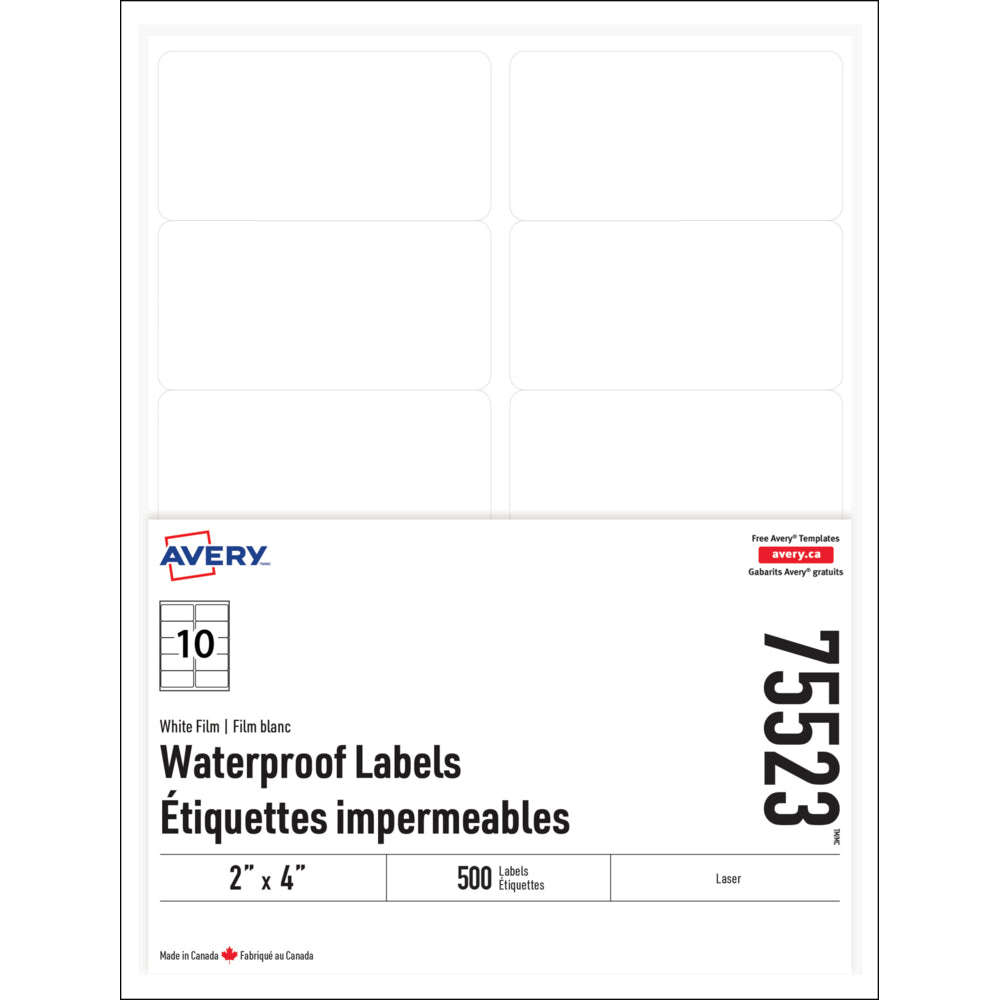 Avery Waterproof Labels - 2" x 4" - 500 Pack