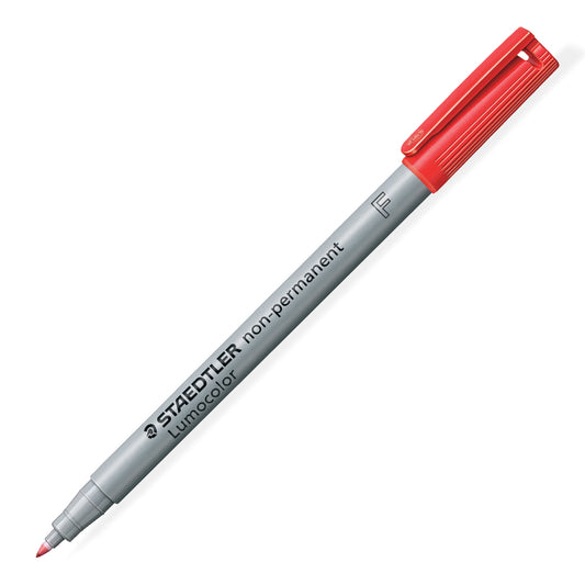 Marqueur Staedtler Lumocolor Dry Safe non permanent effaçable à l'eau - Pointe fine - Rouge