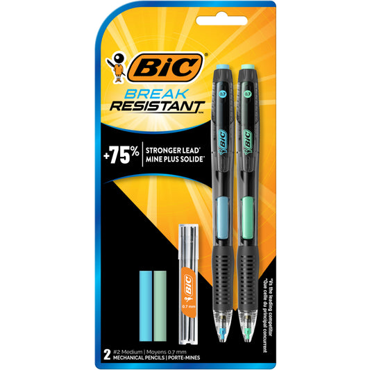 BIC Break-Resistant Mechanical Pencils with Erasers - 0.7 mm - 2 Pack