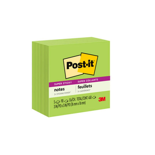 Post-it Super Sticky Notes - 3" x 3" - Limeade- 350 sheets - 5 Pack